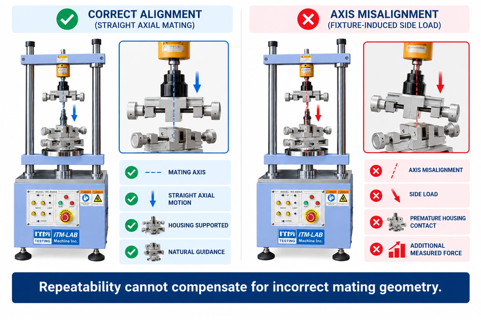 automotive connector mating force fixture alignment